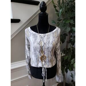 Women's Express Snake Print Long Sleeve Top Size S Long Sleeves Boat Neck